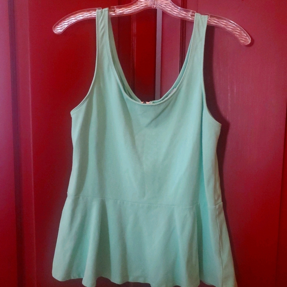 Express Women's Seafoam Green Peplum Tank Top